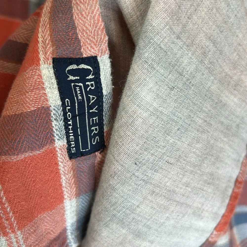 Grayers Cotton Flannel Plaid Lo g Sleeve Button Down Top Size XL